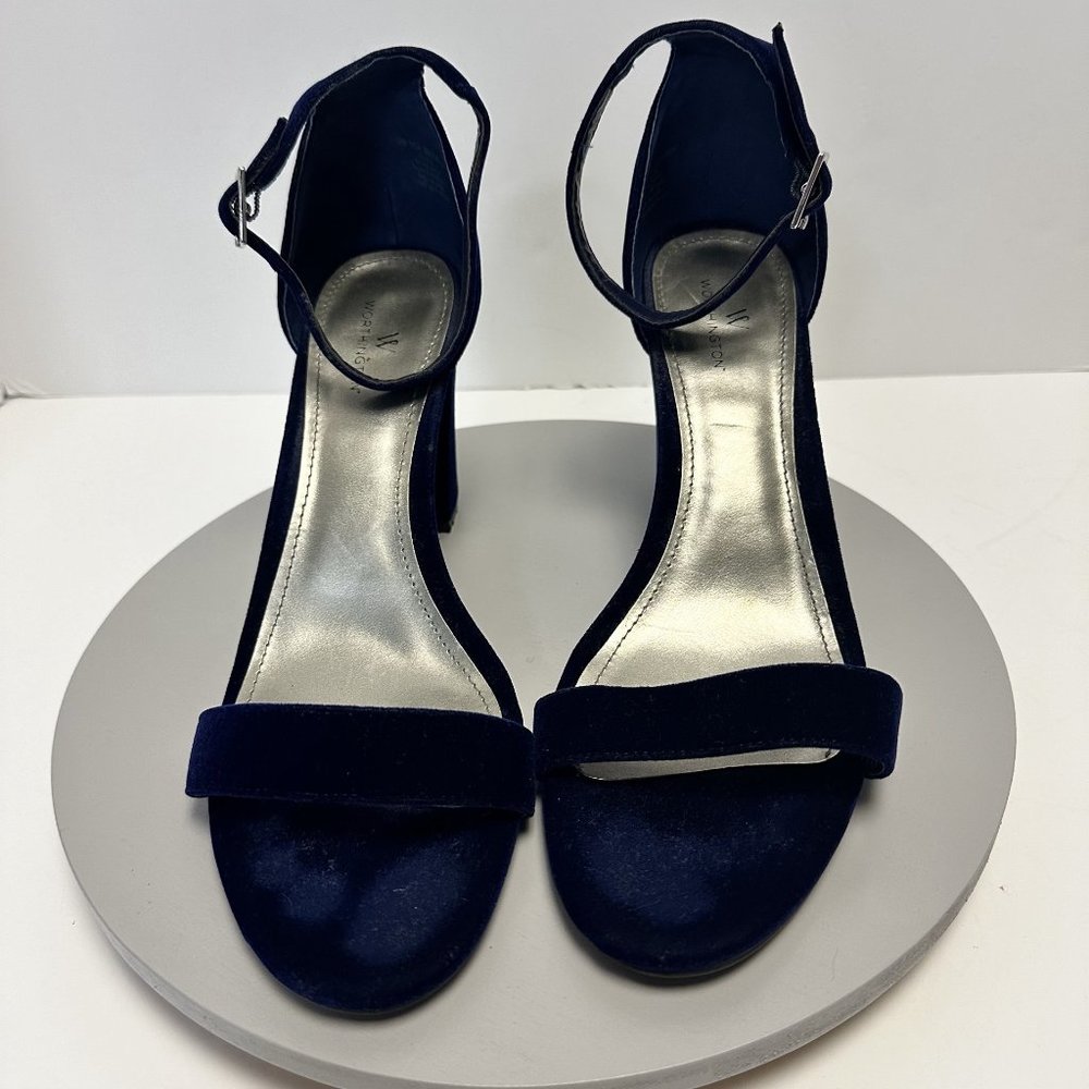 Worthington Beckwith ,Blue Suede Block Heeled Women's Shoes 10 Preowned